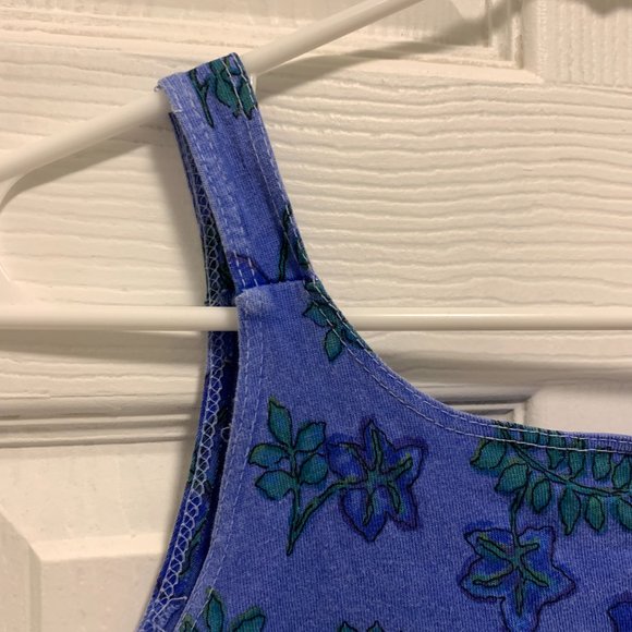 Fresh Produce Floral Dress Tank T-Shirt Cotton Blue Green Teal Fern Tropical M - Picture 11 of 12